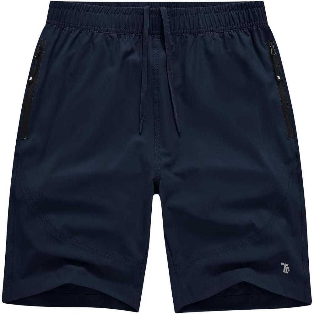 imageTBMPOY Mens Hiking Shorts Lightweight Outdoor Sports Shorts 7quot Quick Dry Athletic Running Gym Shorts with Zipper PocketsNavy