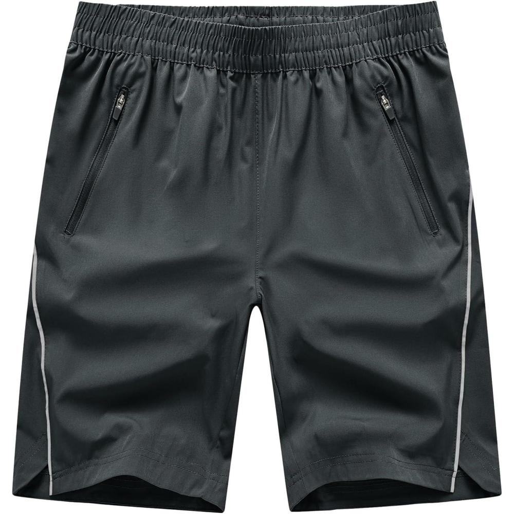 imageTBMPOY Mens Hiking Shorts Quick Dry Athletic Gym Workout Short with Zipper PocketsC15dark Grey