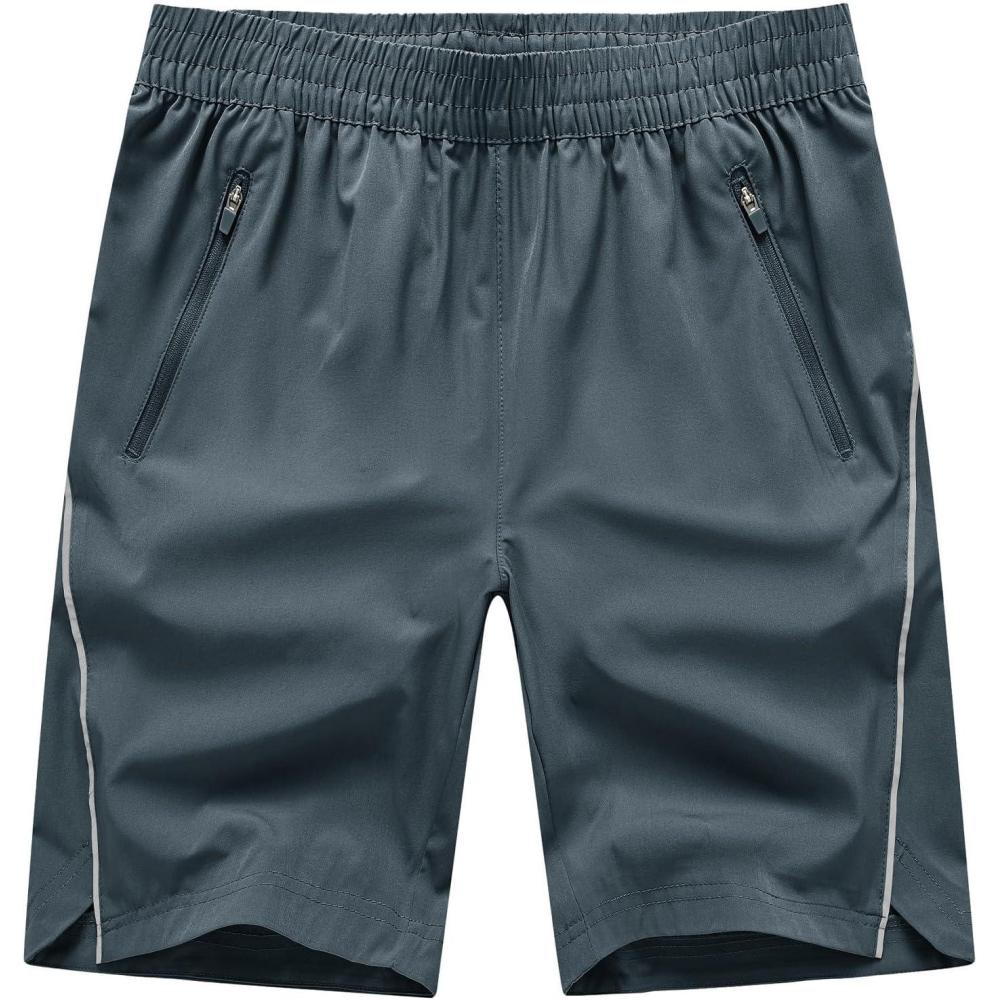 imageTBMPOY Mens Hiking Shorts Quick Dry Athletic Gym Workout Short with Zipper PocketsC16cool Grey