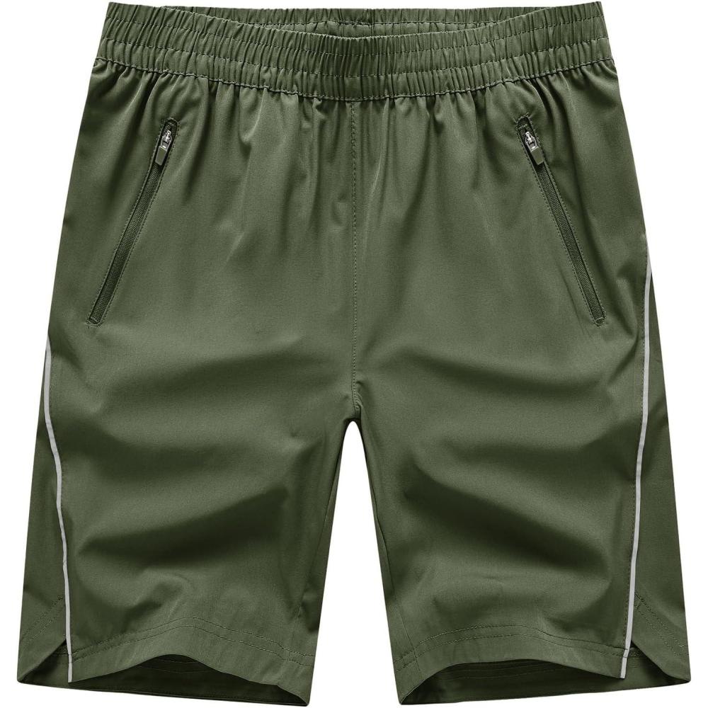imageTBMPOY Mens Hiking Shorts Quick Dry Athletic Gym Workout Short with Zipper PocketsC19army Green