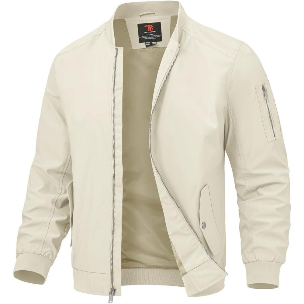 imageTBMPOY Mens Lightweight Bomber Jackets Light Track Jackets Casual Summer Windbreaker Outdoor Golf Fashion Coat for MenA2light Khaki