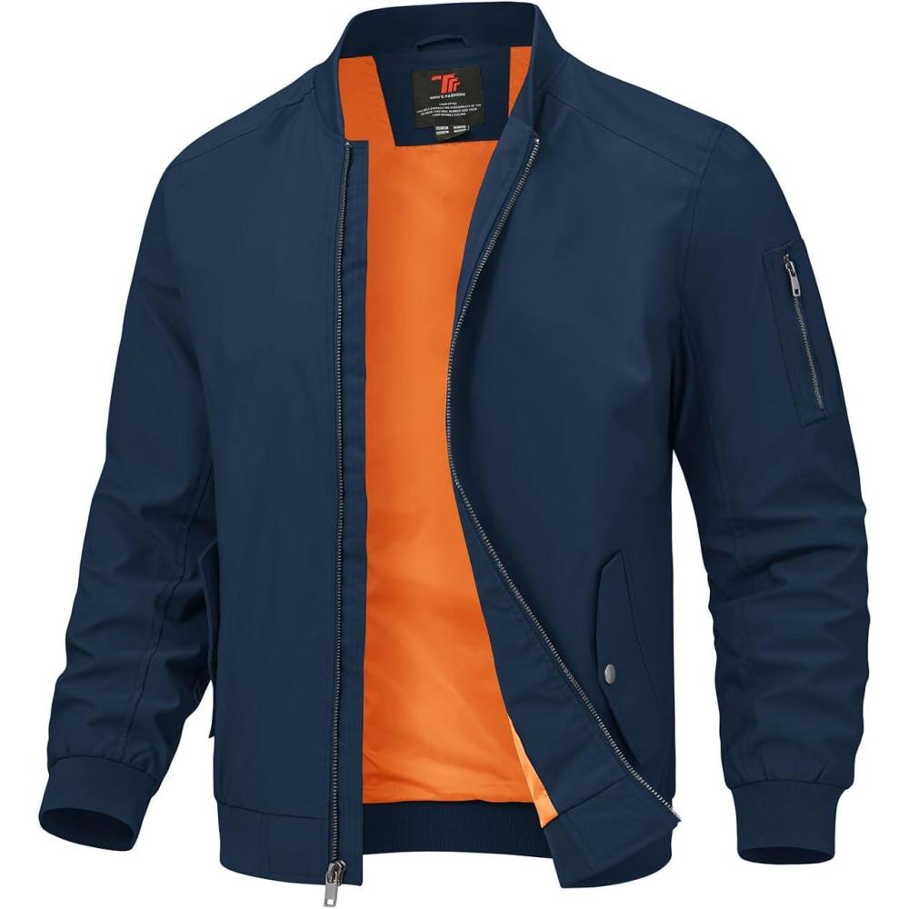 imageTBMPOY Mens Lightweight Bomber Jackets Light Track Jackets Casual Summer Windbreaker Outdoor Golf Fashion Coat for MenA2navy