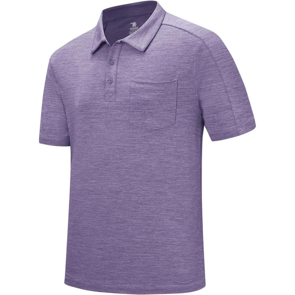 imageTBMPOY Mens Polo Shirts Short Sleeves with Pocket Lightweight Quick Dry Outdoor Casual Work Golf Sports ShirtDeep Purple