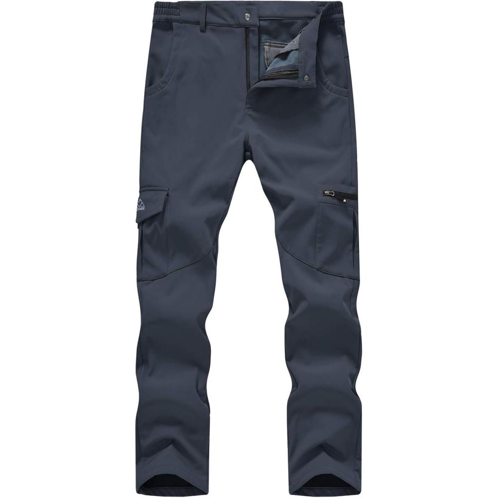 imageTBMPOY Mens Snow Ski Fleece Lined Hiking Pants Waterproof Winter Snowboard Warm Outdoor Insulated Pants WindproofGrey