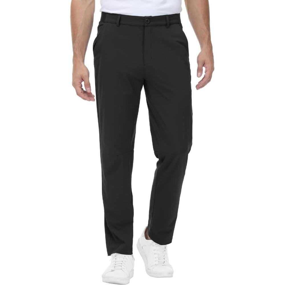 imageTBMPOY Mens Stretch Golf Pants Lightweight Quick Dry Casual Work Pant with 3 Pockets01black