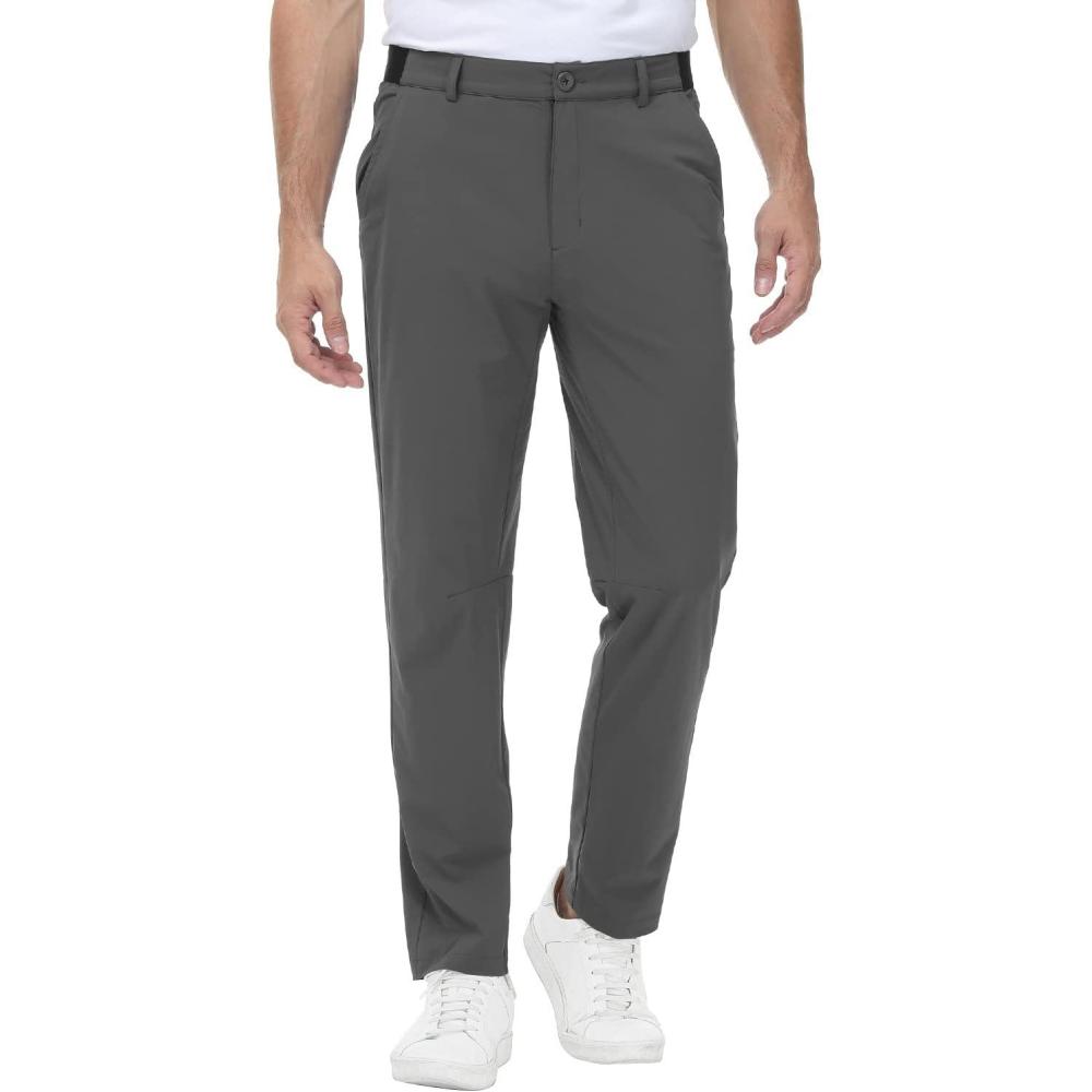 imageTBMPOY Mens Stretch Golf Pants Lightweight Quick Dry Casual Work Pant with 3 Pockets01dark Grey