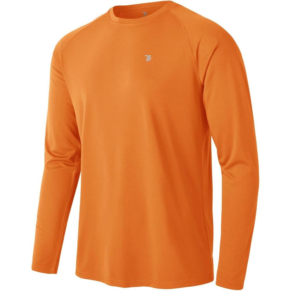 imageTBMPOY Mens Sun Protection Hiking Shirts Long Sleeve Water UPF 50 SPF UV Shirts Lightweight Fishing Hiking Swimming15orange