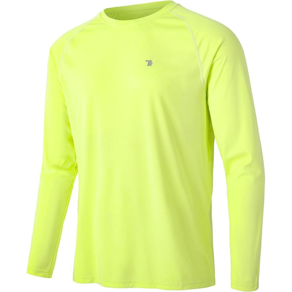 imageTBMPOY Mens Sun Protection Hiking Shirts Long Sleeve Water UPF 50 SPF UV Shirts Lightweight Fishing Hiking Swimming16fluorescent Green