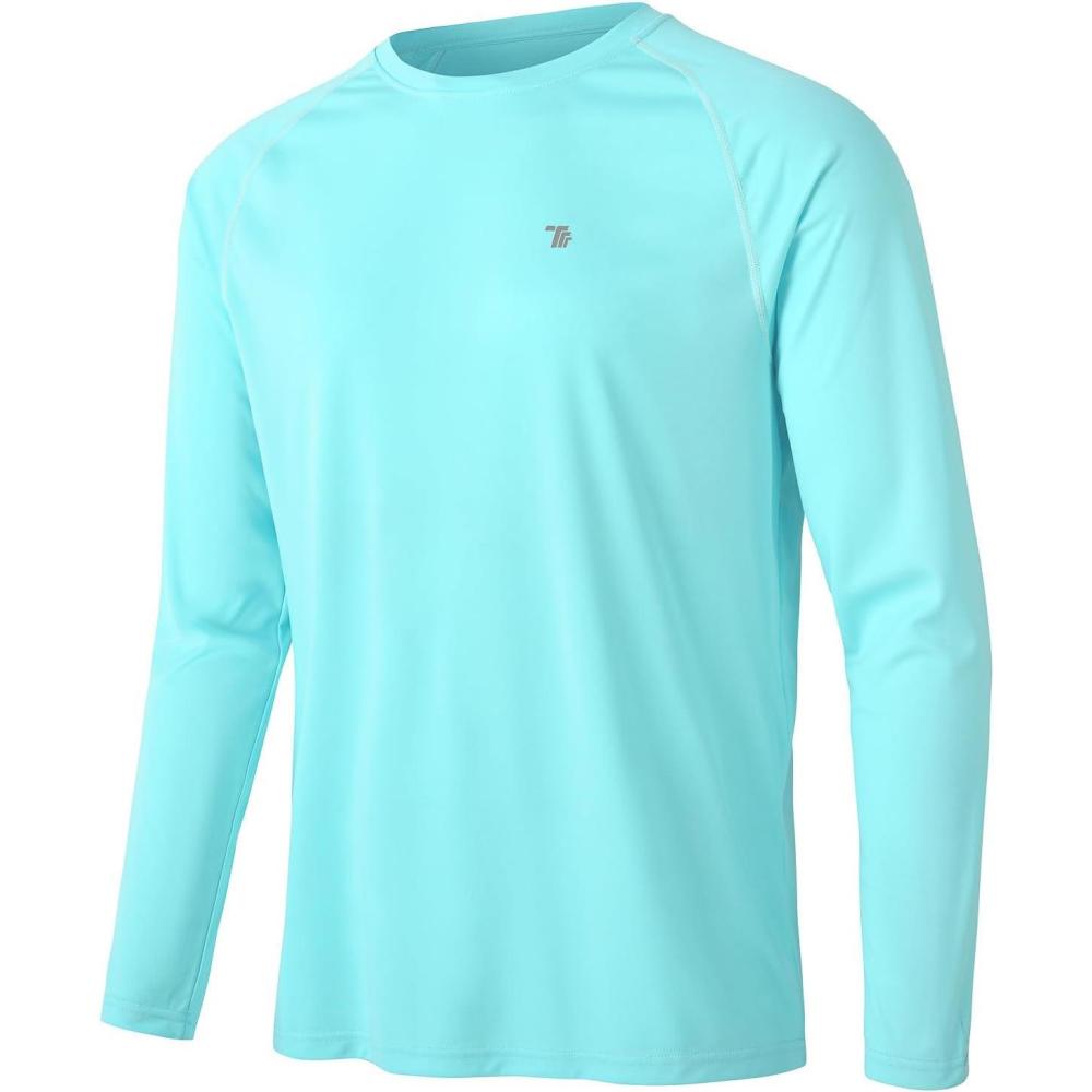 imageTBMPOY Mens Sun Protection Hiking Shirts Long Sleeve Water UPF 50 SPF UV Shirts Lightweight Fishing Hiking Swimming19ice Blue
