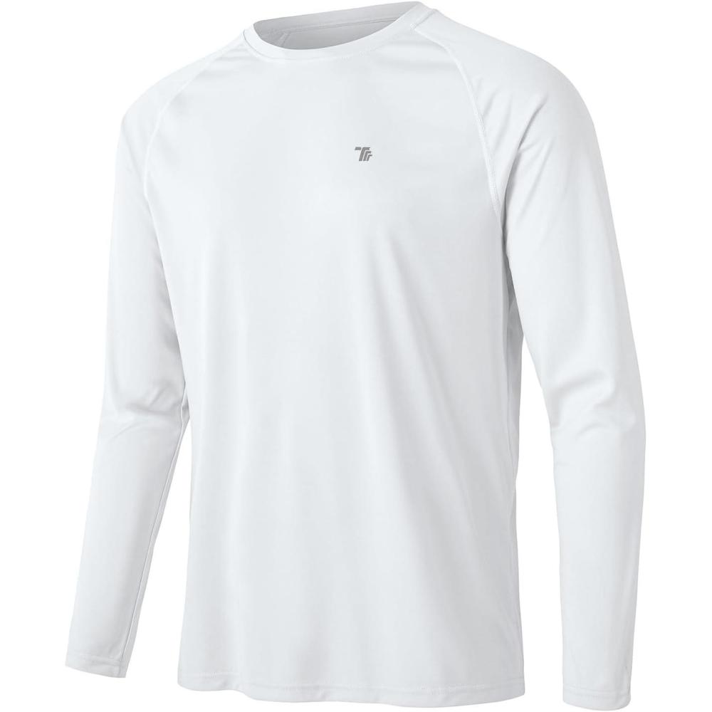 imageTBMPOY Mens Sun Protection Hiking Shirts Long Sleeve Water UPF 50 SPF UV Shirts Lightweight Fishing Hiking Swimming1white
