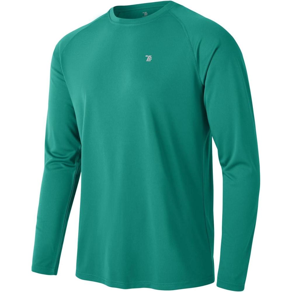 imageTBMPOY Mens Sun Protection Hiking Shirts Long Sleeve Water UPF 50 SPF UV Shirts Lightweight Fishing Hiking Swimming20dark Green