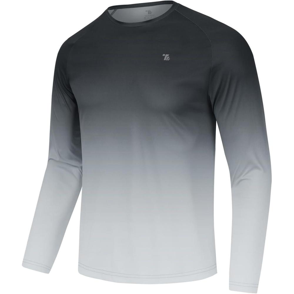 imageTBMPOY Mens Sun Protection Hiking Shirts Long Sleeve Water UPF 50 SPF UV Shirts Lightweight Fishing Hiking SwimmingDark Grey Gradient