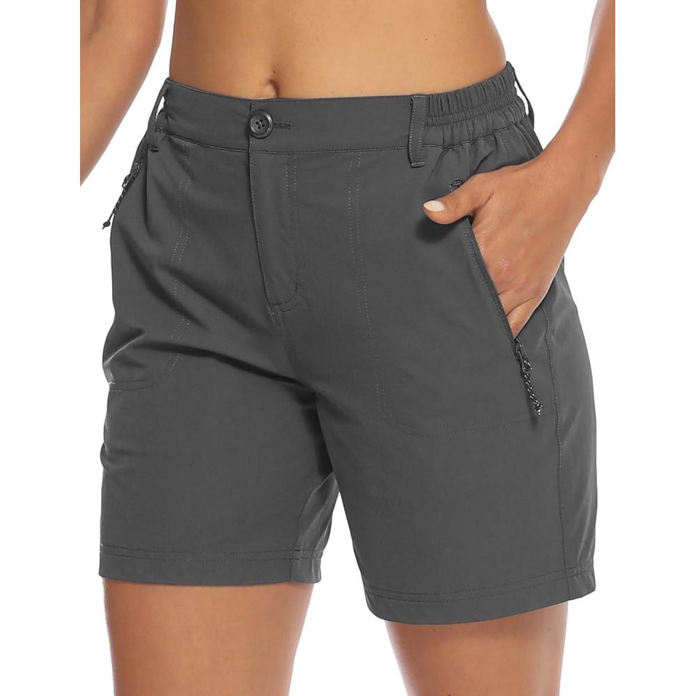 imageTBMPOY Womens 6quot Hiking Cargo Shorts Quick Dry with Pockets Work Golf Short Lightweight Outdoor Active Summer for Women6dark Grey