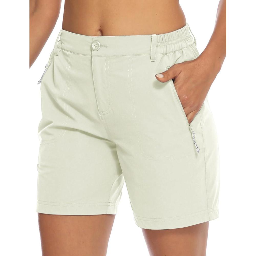 imageTBMPOY Womens 6quot Hiking Cargo Shorts Quick Dry with Pockets Work Golf Short Lightweight Outdoor Active Summer for Women6off White