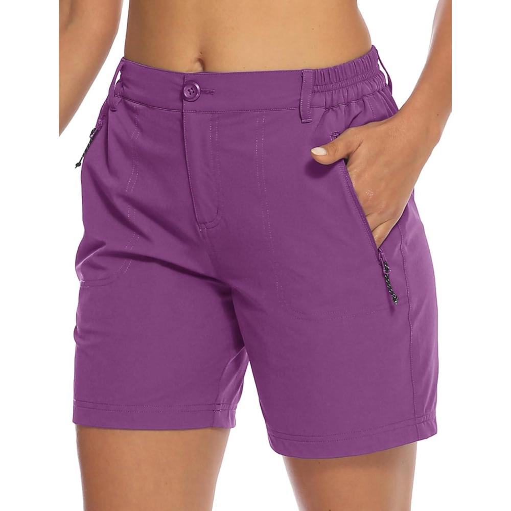imageTBMPOY Womens 6quot Hiking Cargo Shorts Quick Dry with Pockets Work Golf Short Lightweight Outdoor Active Summer for Women6rose Purple