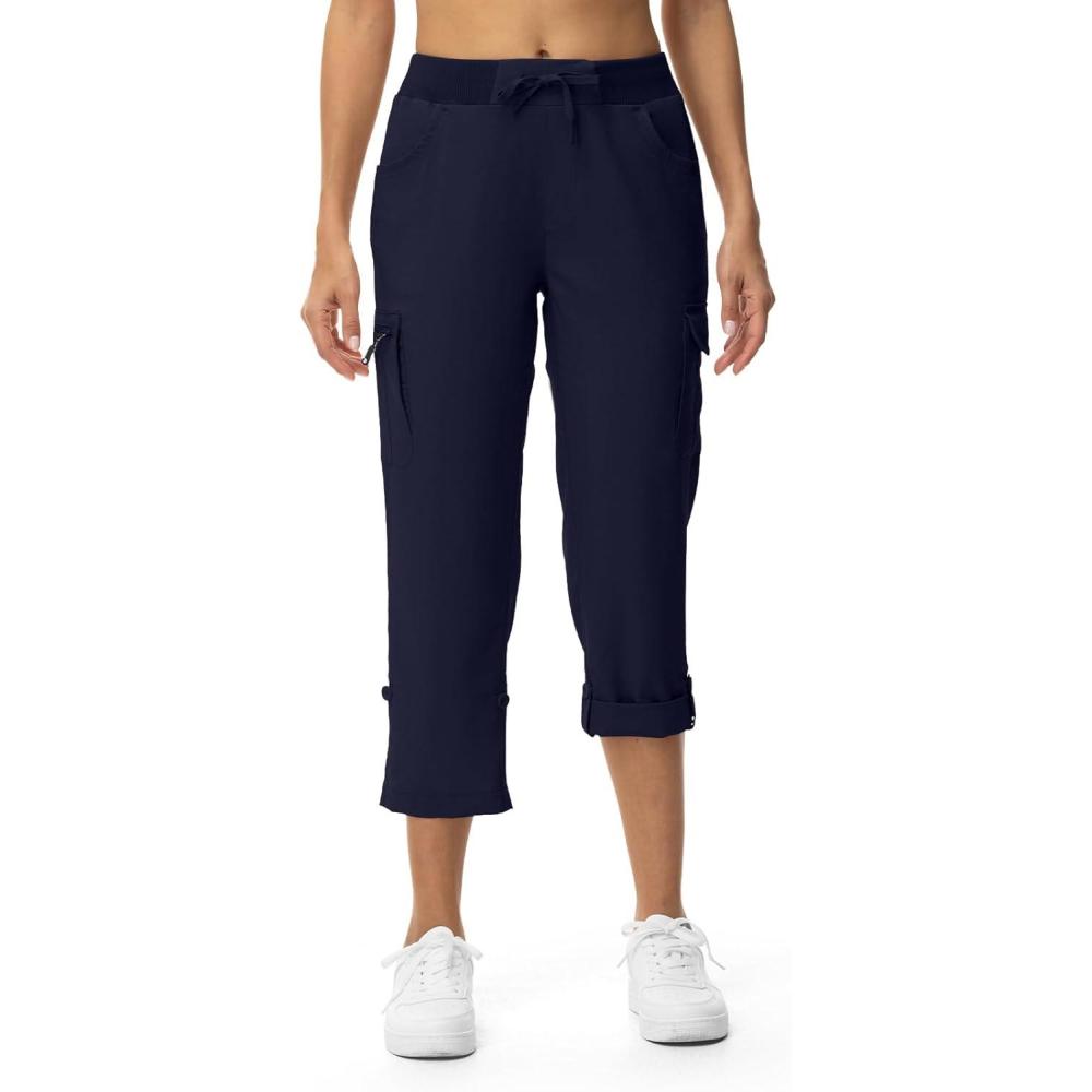 imageTBMPOY Womens Cargo Capris with Pockets Lightweight Hiking Capris Pants Quick Dry Casual Cropped Pants Summer Trip CottonStyle 2navy
