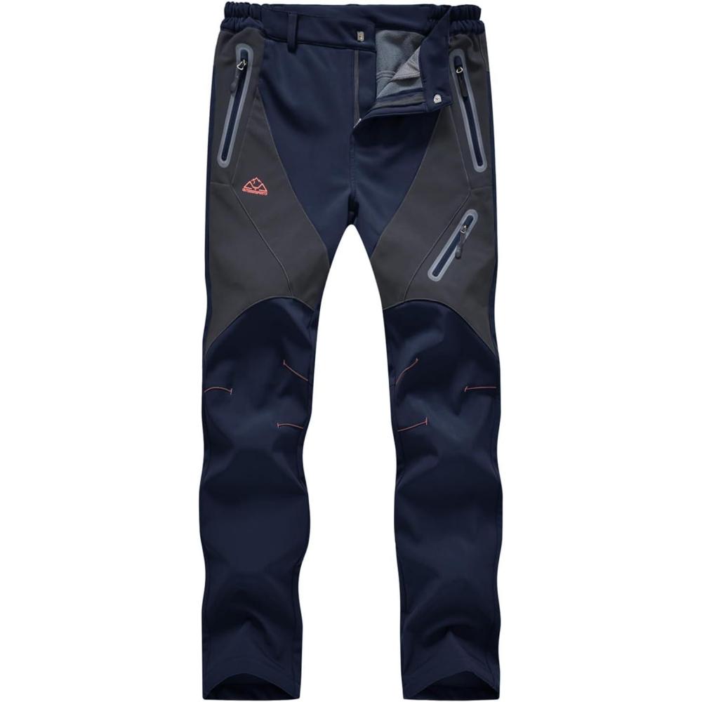 imageTBMPOY Womens Hiking Cargo Pants Outdoor Waterproof Windproof Softshell Fleece Snow Pants6navy