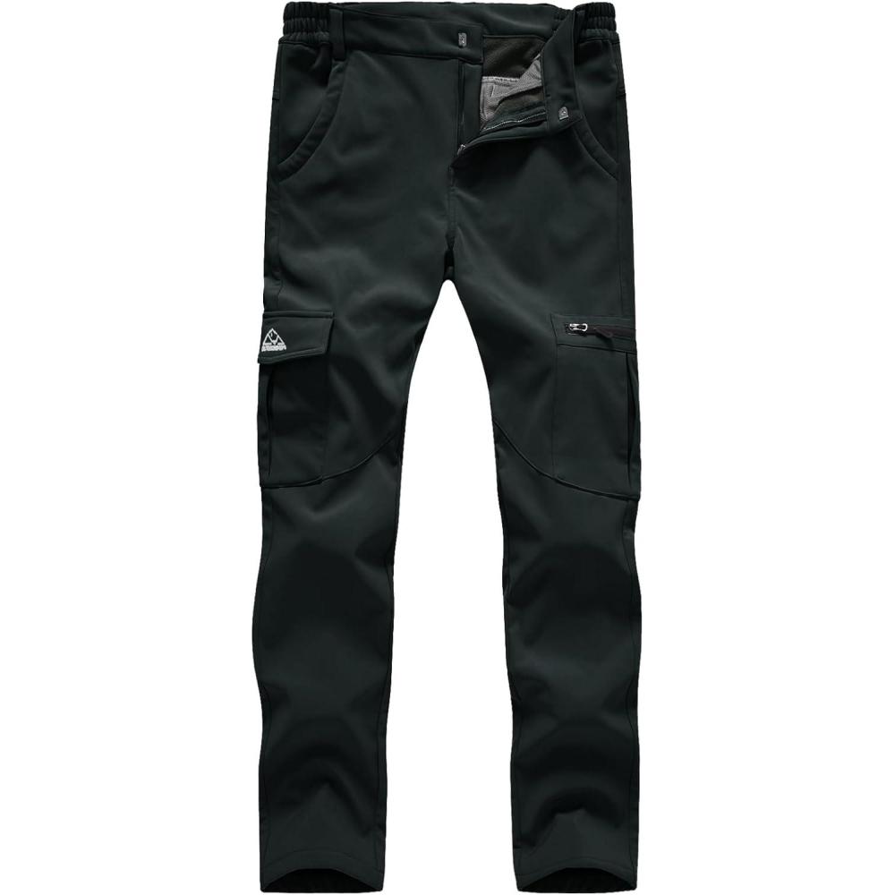 imageTBMPOY Womens Hiking Cargo Pants Outdoor Waterproof Windproof Softshell Fleece Snow PantsDark Grey