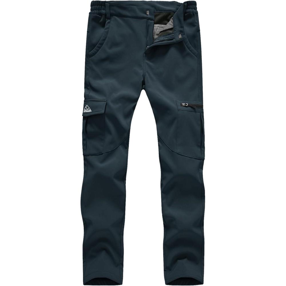 imageTBMPOY Womens Hiking Cargo Pants Outdoor Waterproof Windproof Softshell Fleece Snow PantsGray