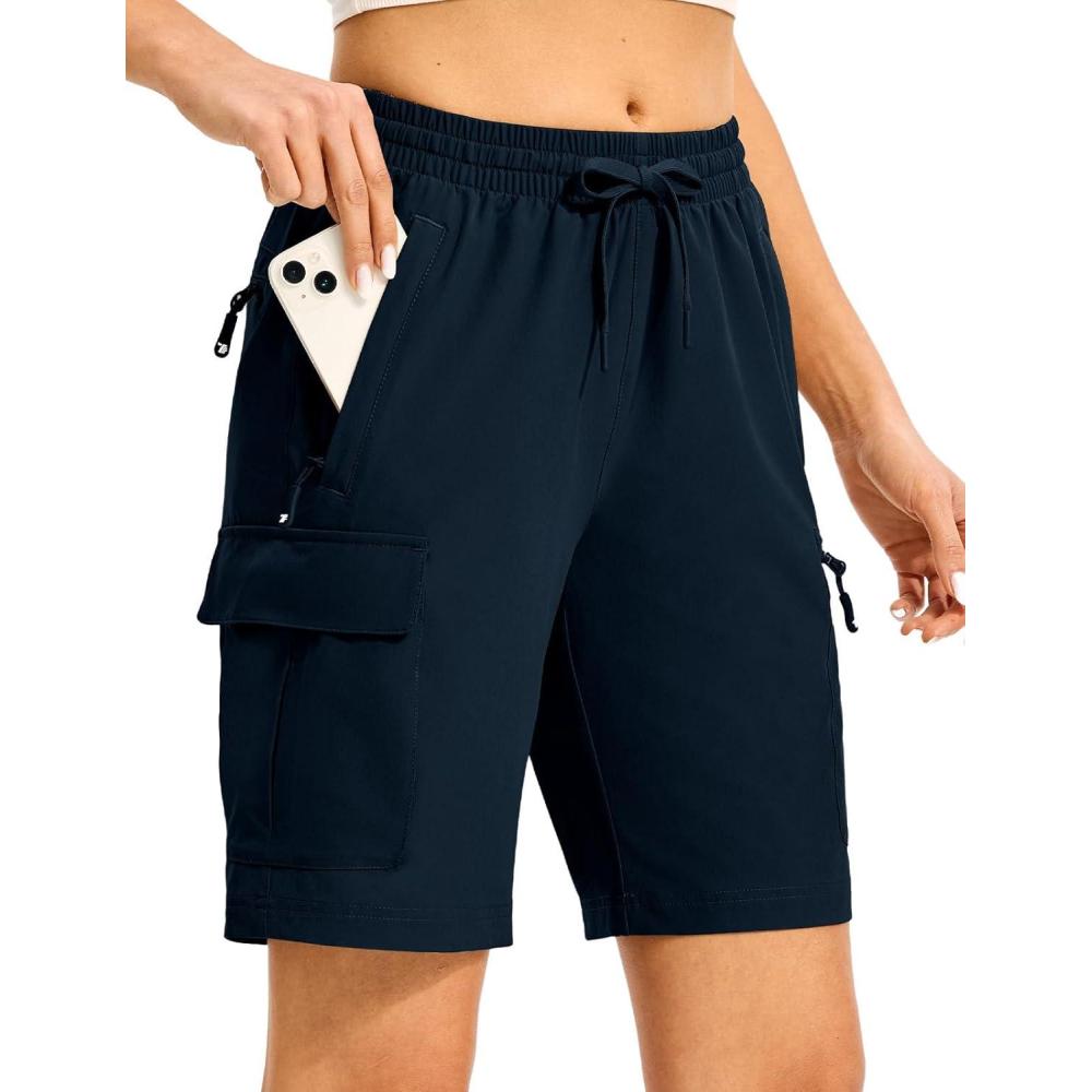 imageTBMPOY Womens Hiking Cargo Shorts 85quot Lightweight QuickDry Water Resistant Athletic Shorts with Zipper PocketsNavy