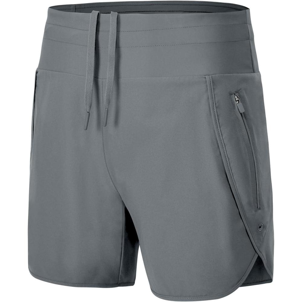 imageTBMPOY Womens Swim Board Shorts with Zipper Pockets 5 High Waisted Bathing Suit Swimwear Quick Dry Beach ShortGrey Blue