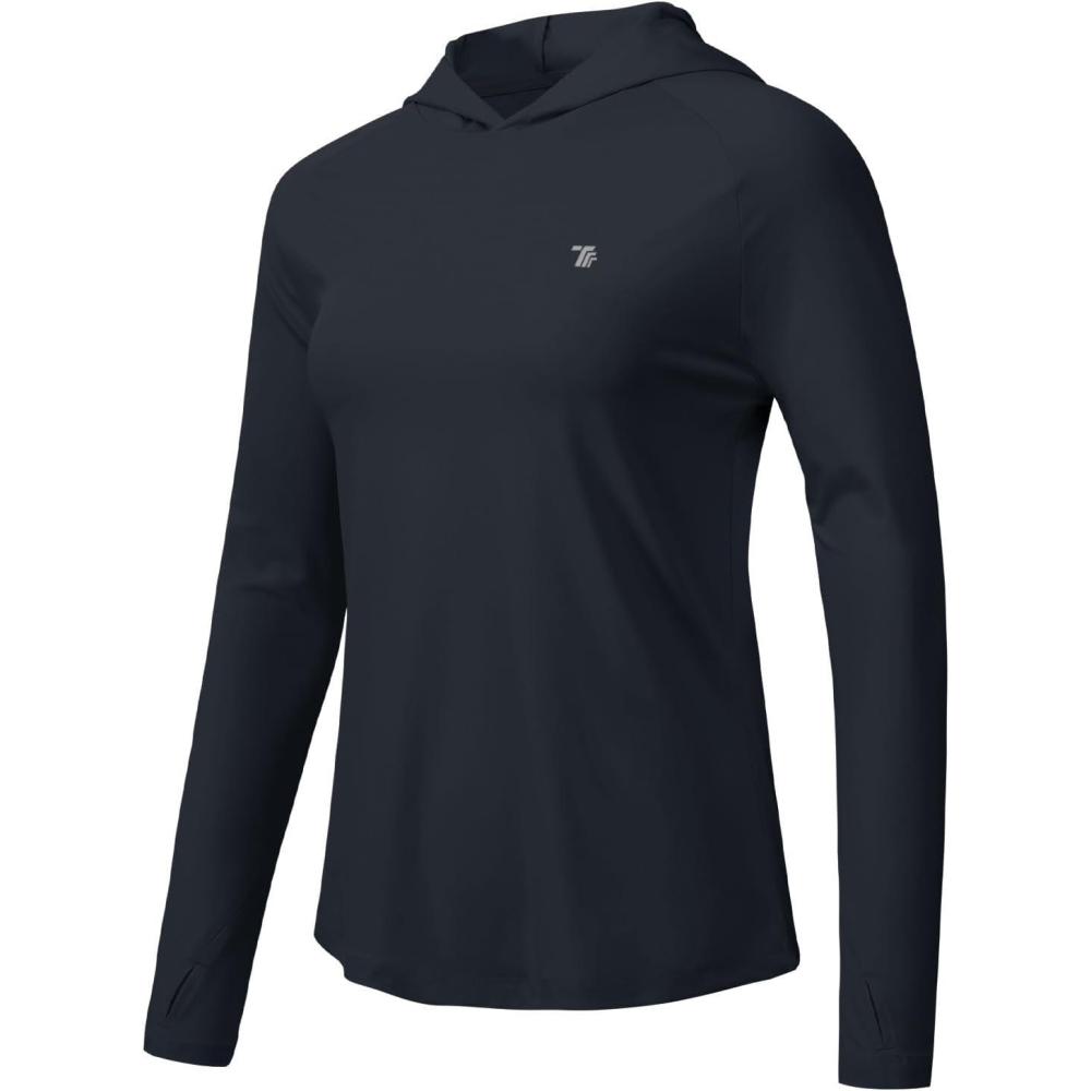imageTBMPOY Womens UPF 50 Sun Protection Hoodie Shirt Long Sleeve Fishing Hiking Outdoor UV Shirt Lightweight1 Pocketnavy