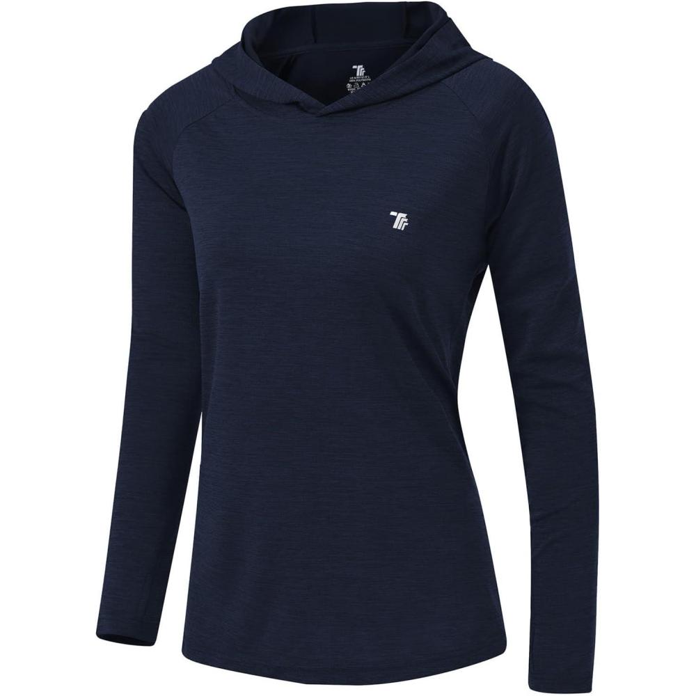imageTBMPOY Womens UPF 50 Sun Protection Hoodie Shirt Long Sleeve Fishing Hiking Outdoor UV Shirt Lightweight14dark Navy