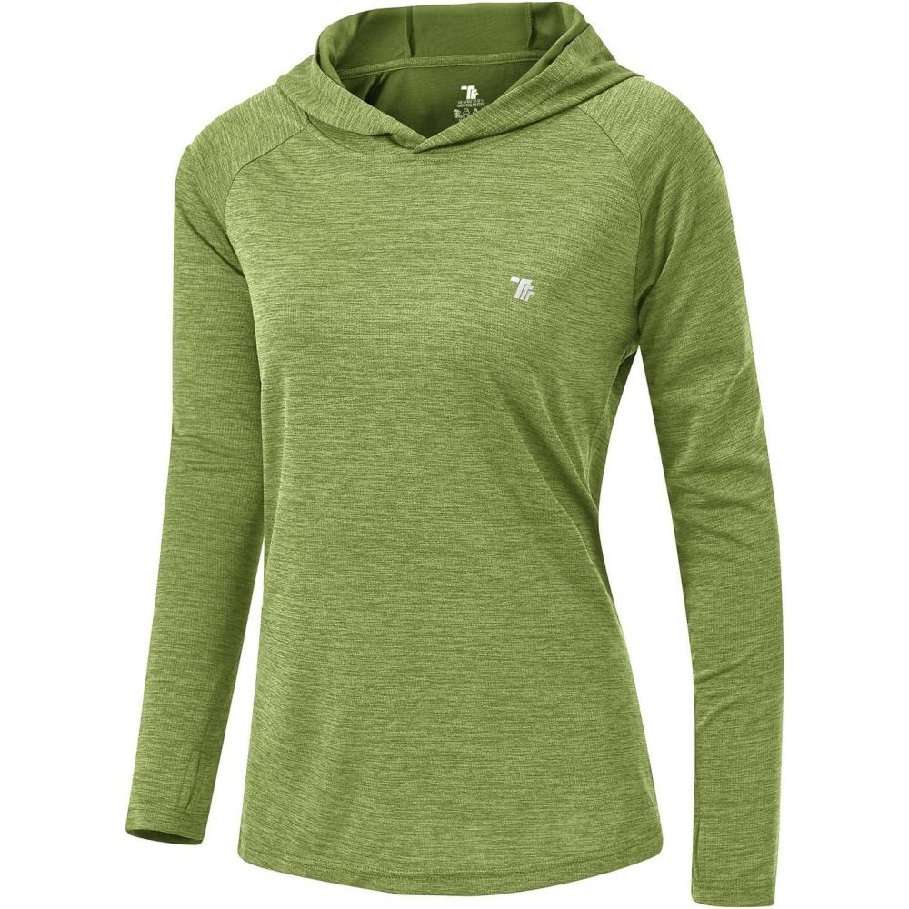 imageTBMPOY Womens UPF 50 Sun Protection Hoodie Shirt Long Sleeve Fishing Hiking Outdoor UV Shirt Lightweight16fruit Green