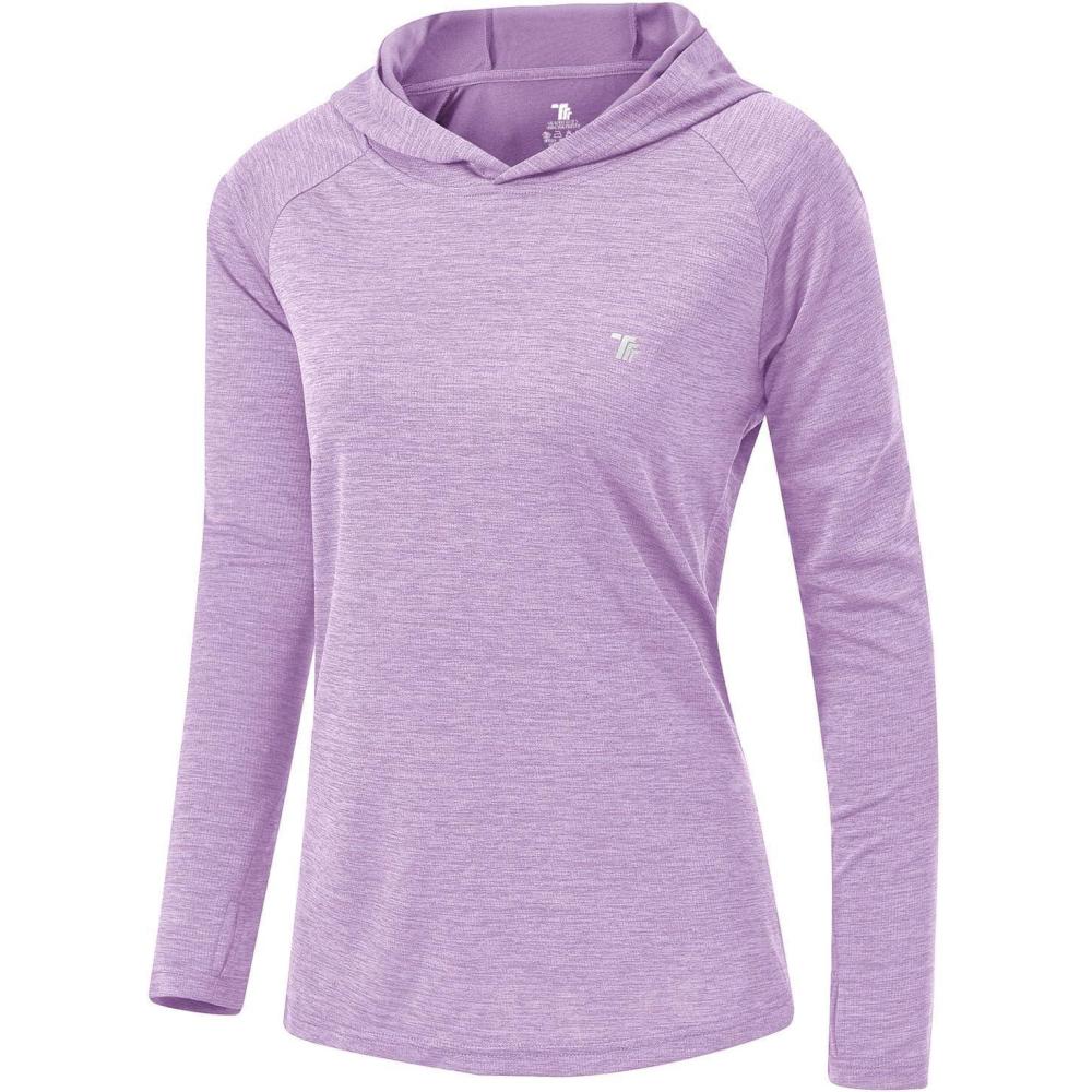 imageTBMPOY Womens UPF 50 Sun Protection Hoodie Shirt Long Sleeve Fishing Hiking Outdoor UV Shirt Lightweight20light Purple