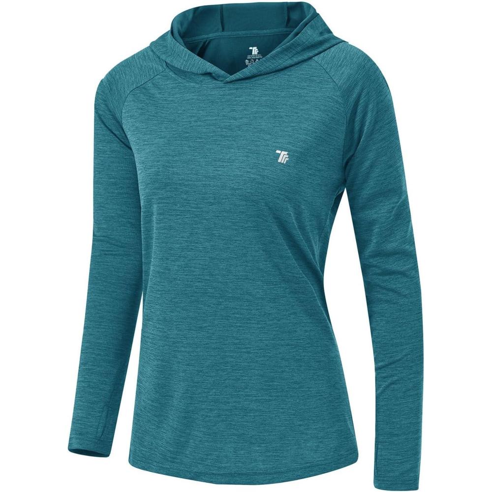 imageTBMPOY Womens UPF 50 Sun Protection Hoodie Shirt Long Sleeve Fishing Hiking Outdoor UV Shirt Lightweight2blue