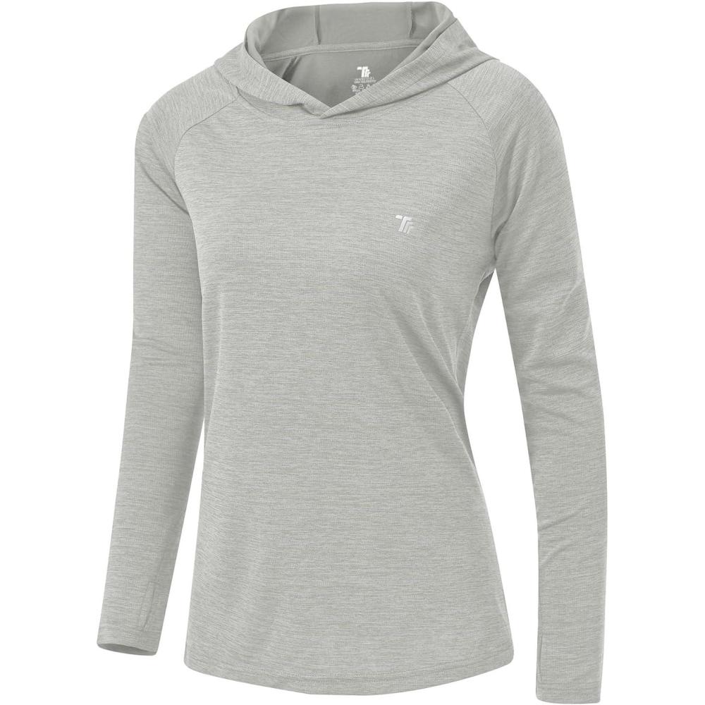 imageTBMPOY Womens UPF 50 Sun Protection Hoodie Shirt Long Sleeve Fishing Hiking Outdoor UV Shirt Lightweight3light Grey