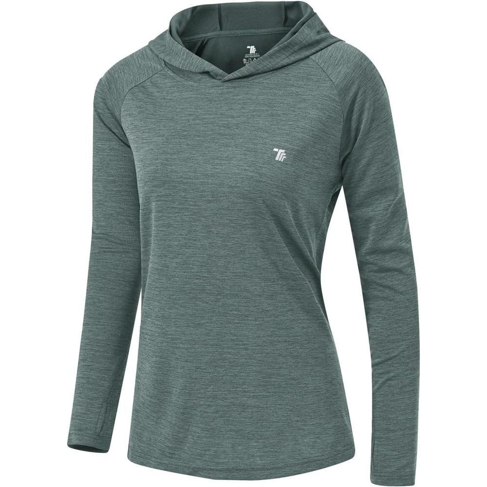 imageTBMPOY Womens UPF 50 Sun Protection Hoodie Shirt Long Sleeve Fishing Hiking Outdoor UV Shirt Lightweight6cyan