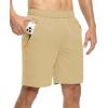 imageTBMPOY Mens 7quot Running Hiking Shorts Quick Dry Athletic Gym Outdoor Sports Workout Short 3 Zipper PocketsA24light Khaki