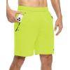 imageTBMPOY Mens 7quot Running Hiking Shorts Quick Dry Athletic Gym Outdoor Sports Workout Short 3 Zipper PocketsA25fluorescent Green