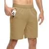 imageTBMPOY Mens 7quot Running Hiking Shorts Quick Dry Athletic Gym Outdoor Sports Workout Short 3 Zipper PocketsA5khaki