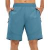 imageTBMPOY Mens Hiking Shorts Lightweight Outdoor Sports Shorts 7quot Quick Dry Athletic Running Gym Shorts with Zipper PocketsGrey Blue