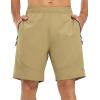 imageTBMPOY Mens Hiking Shorts Lightweight Outdoor Sports Shorts 7quot Quick Dry Athletic Running Gym Shorts with Zipper PocketsKhaki