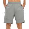 imageTBMPOY Mens Hiking Shorts Lightweight Outdoor Sports Shorts 7quot Quick Dry Athletic Running Gym Shorts with Zipper PocketsLight Grey