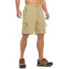 imageTBMPOY Mens Hiking Shorts with 5 Zip Pockets 9 Lightweight Outdoor Work Athletic Travel Short for Men Casual RunningLight Khaki