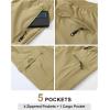 imageTBMPOY Mens Lightweight Hiking Travel Pants Cargo Pockets Quick Dry Stretch Water Resistant Fishing Outdoor WorkKhaki
