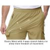 imageTBMPOY Mens Lightweight Hiking Travel Pants Cargo Pockets Quick Dry Stretch Water Resistant Fishing Outdoor WorkKhaki