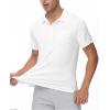 imageTBMPOY Mens Polo Shirts Short Sleeves with Pocket Lightweight Quick Dry Outdoor Casual Work Golf Sports ShirtWhite