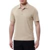 imageTBMPOY Mens Polo Shirts with Pocket Short Sleeve Quick Dry Casual Sports Outdoor Golf ShirtKhaki
