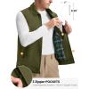 imageTBMPOY Mens Vest Casual Lightweight Thin Utility 3 Zip Pockets Stylish Sleeveless Jackets Summer Fall Golf Travel BusinessArmy Green