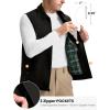 imageTBMPOY Mens Vest Casual Lightweight Thin Utility 3 Zip Pockets Stylish Sleeveless Jackets Summer Fall Golf Travel BusinessBlack