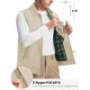 imageTBMPOY Mens Vest Casual Lightweight Thin Utility 3 Zip Pockets Stylish Sleeveless Jackets Summer Fall Golf Travel BusinessLight Khaki