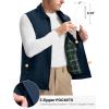 imageTBMPOY Mens Vest Casual Lightweight Thin Utility 3 Zip Pockets Stylish Sleeveless Jackets Summer Fall Golf Travel BusinessNavy Blue