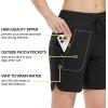 imageTBMPOY Womens Board Shorts 7quot High Waisted Swim Beach Quick Dry Shorts with Zipper Pockets Water Liner Bathing BottomBlack