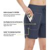 imageTBMPOY Womens Board Shorts 7quot High Waisted Swim Beach Quick Dry Shorts with Zipper Pockets Water Liner Bathing BottomNavy