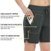 imageTBMPOY Womens Board Shorts 7quot High Waisted Swim Beach Quick Dry Shorts with Zipper Pockets Water Liner Bathing BottomSteel Gray